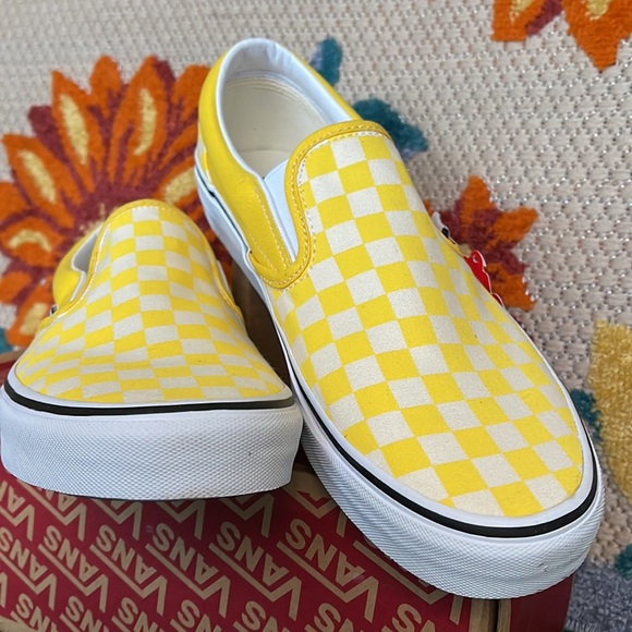 Vans Classic Slip On Checkerboard Cyber Yellow/True White Men’s sneakers - Picture 8 of 16